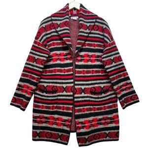 Artisan NY Womens Wool Western Open Front Cardigan Sweater Size M Multi Aztec